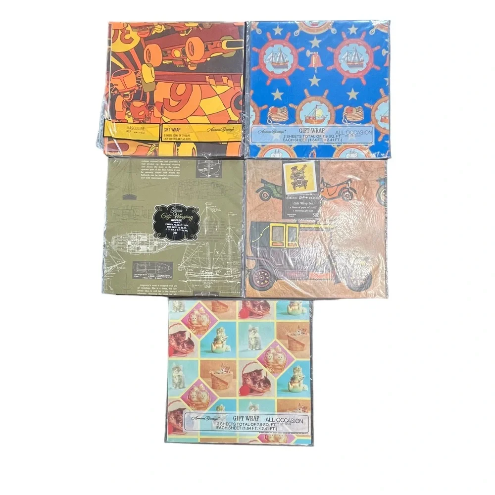 Vintage Wrapping Paper Lot of 5